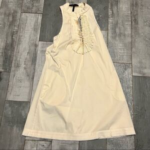VTG Bcbg maxazria Pleated Bib Racerback Sleeveless Raw Hem Ivory Mini Dress XS